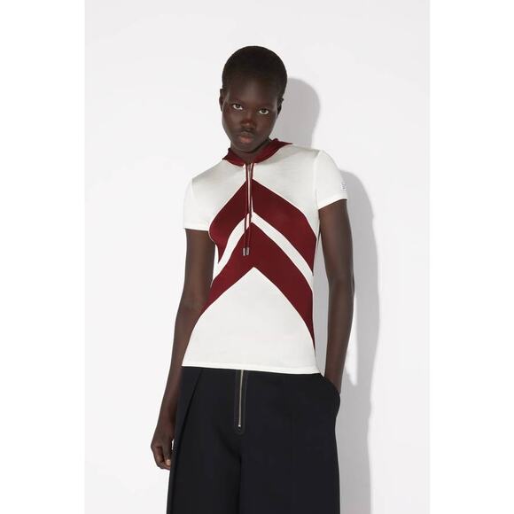 Jean Paul Gaultier Baby Tee Shirt With Patch Detail And Hood in White Burg M - Picture 1 of 3